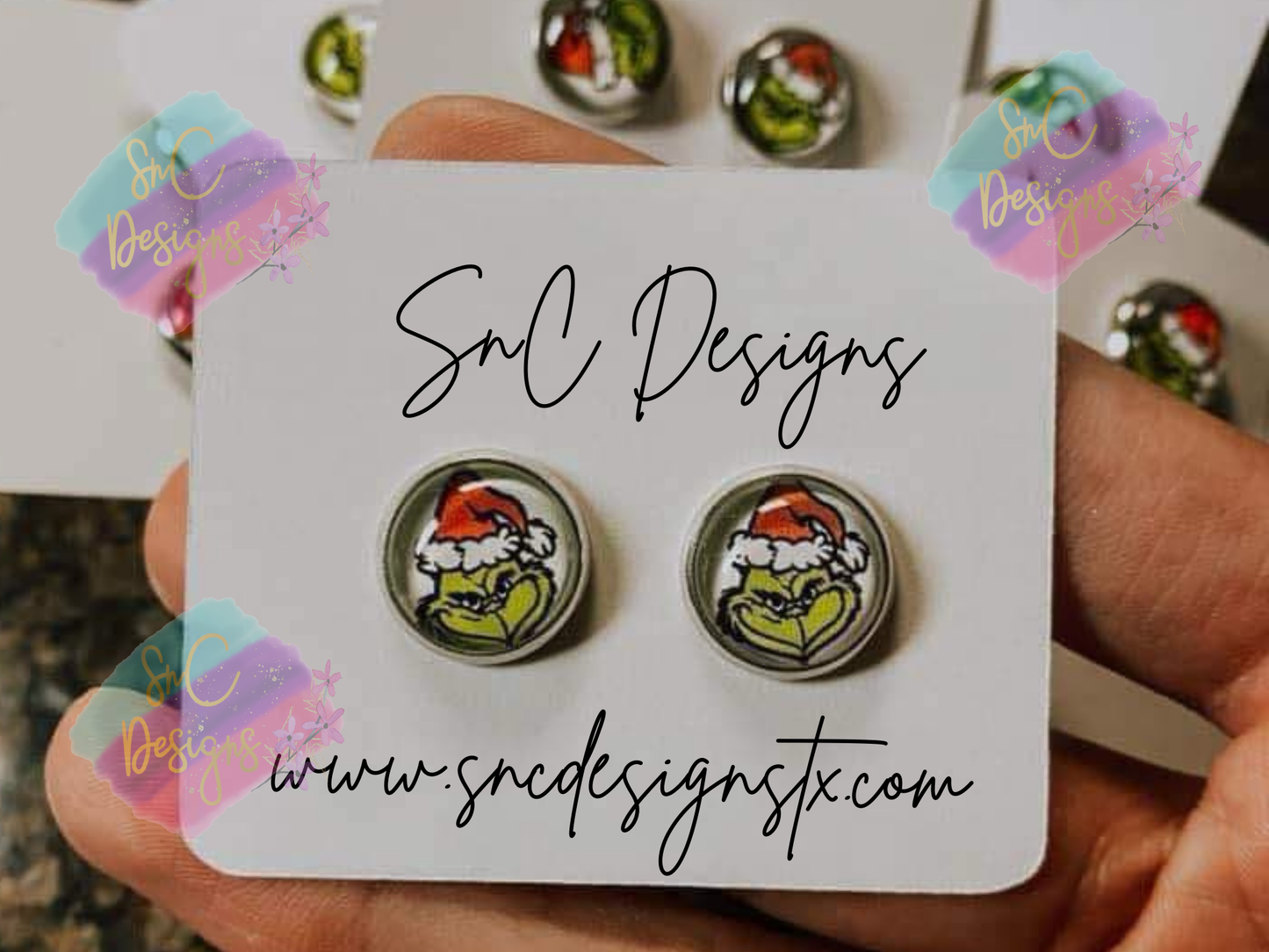 Green dude post earrings