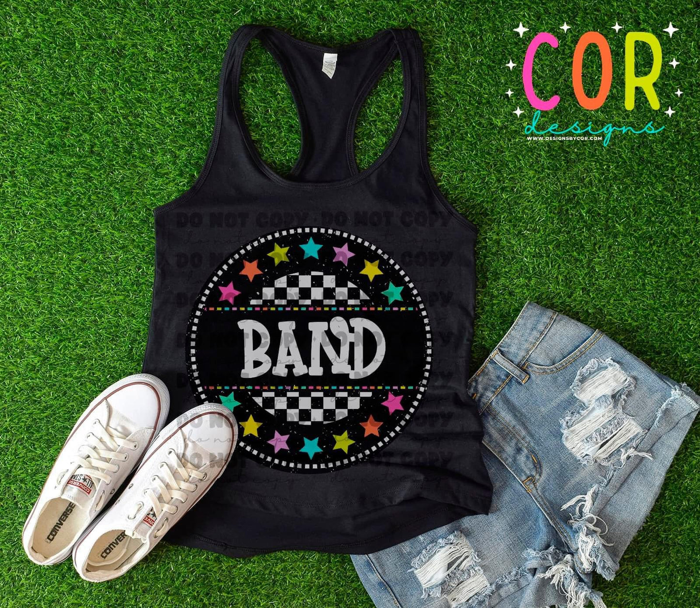 Band Colorful Star Checkered Circle Apparel