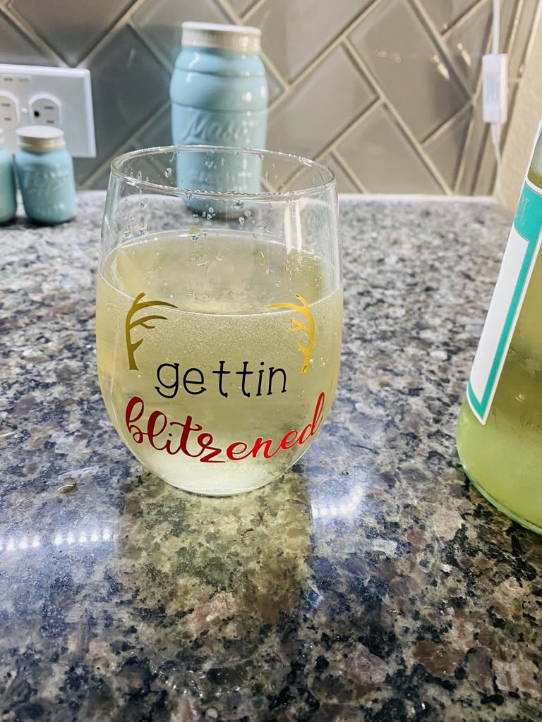 Gettin Blitzened Wine Glass