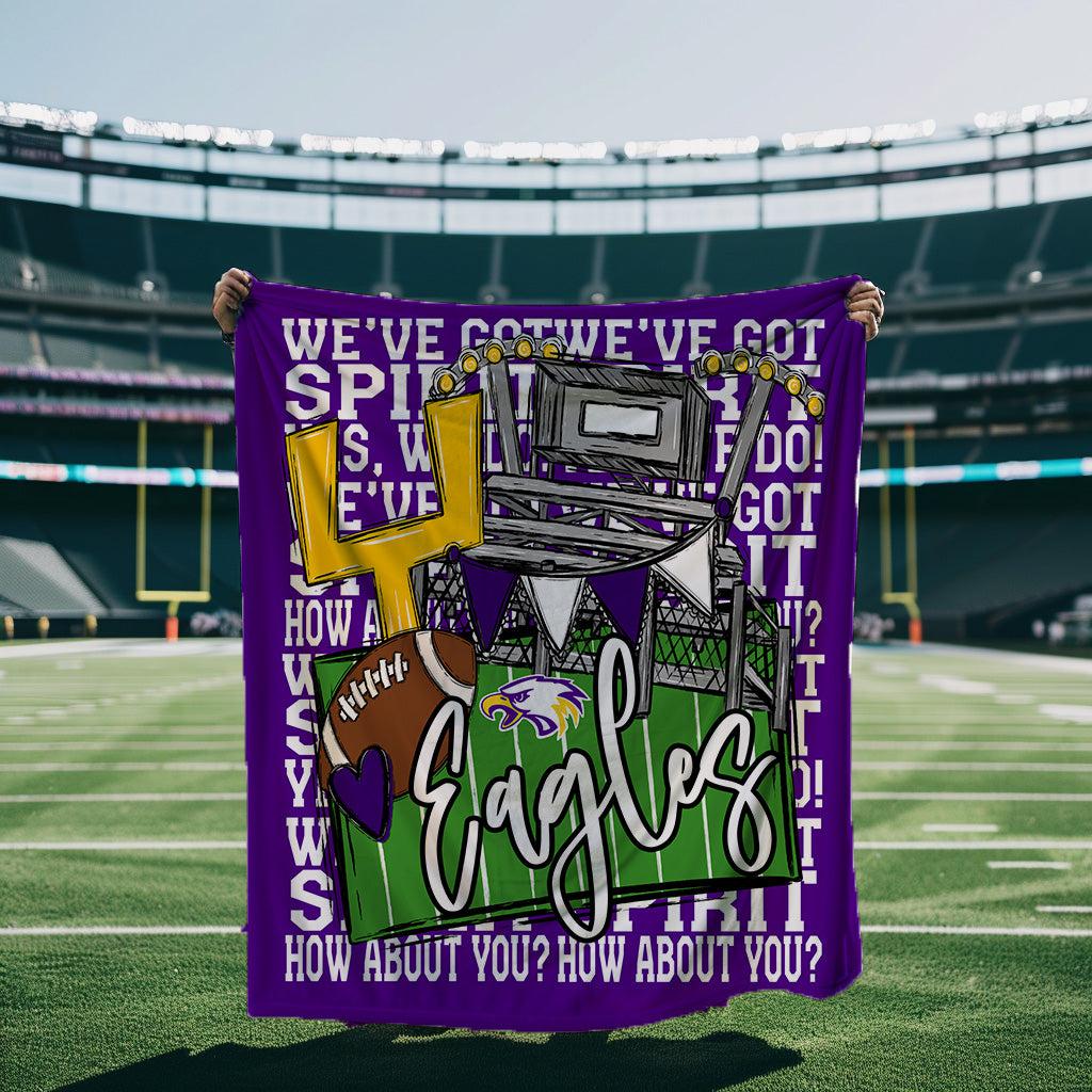 We’ve Got Spirit How About You Football Purple Mascots White Wording Blanket