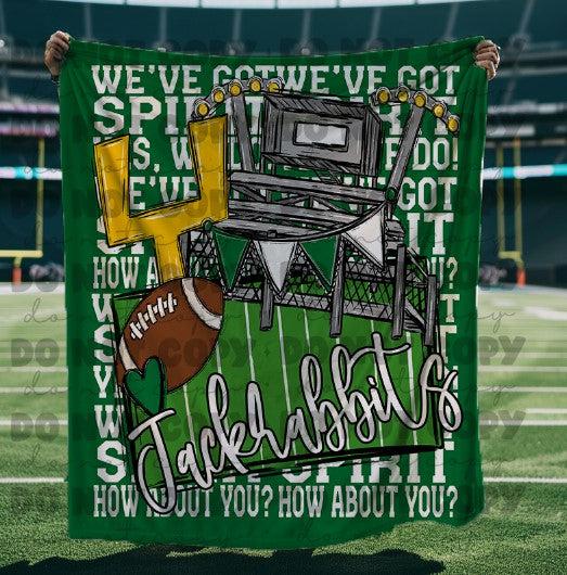 We’ve Got Spirit How About You Football White Jackrabbits Kelly Green Blanket