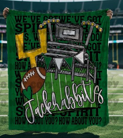 We’ve Got Spirit How About You Football Black Jackrabbits Kelly Green Blanket