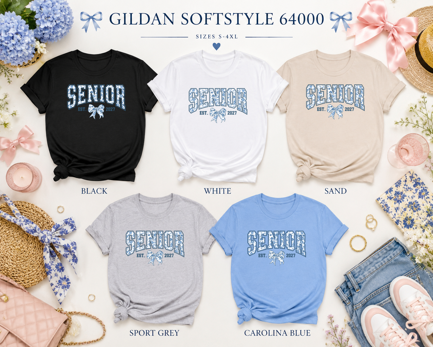 Senior 2027 | Floral Bow T-Shirt