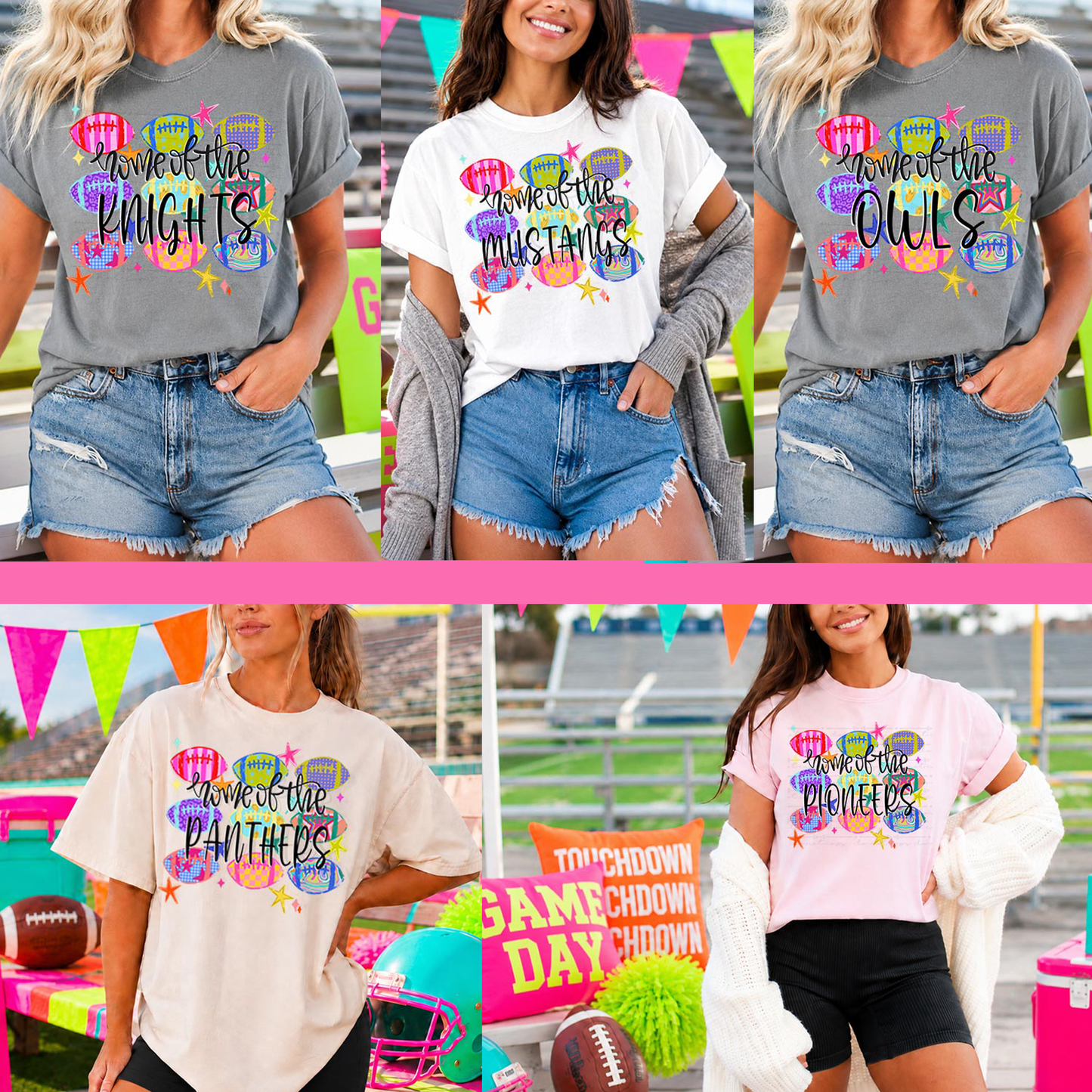 Neon Home of the Mascot Football T-Shirt