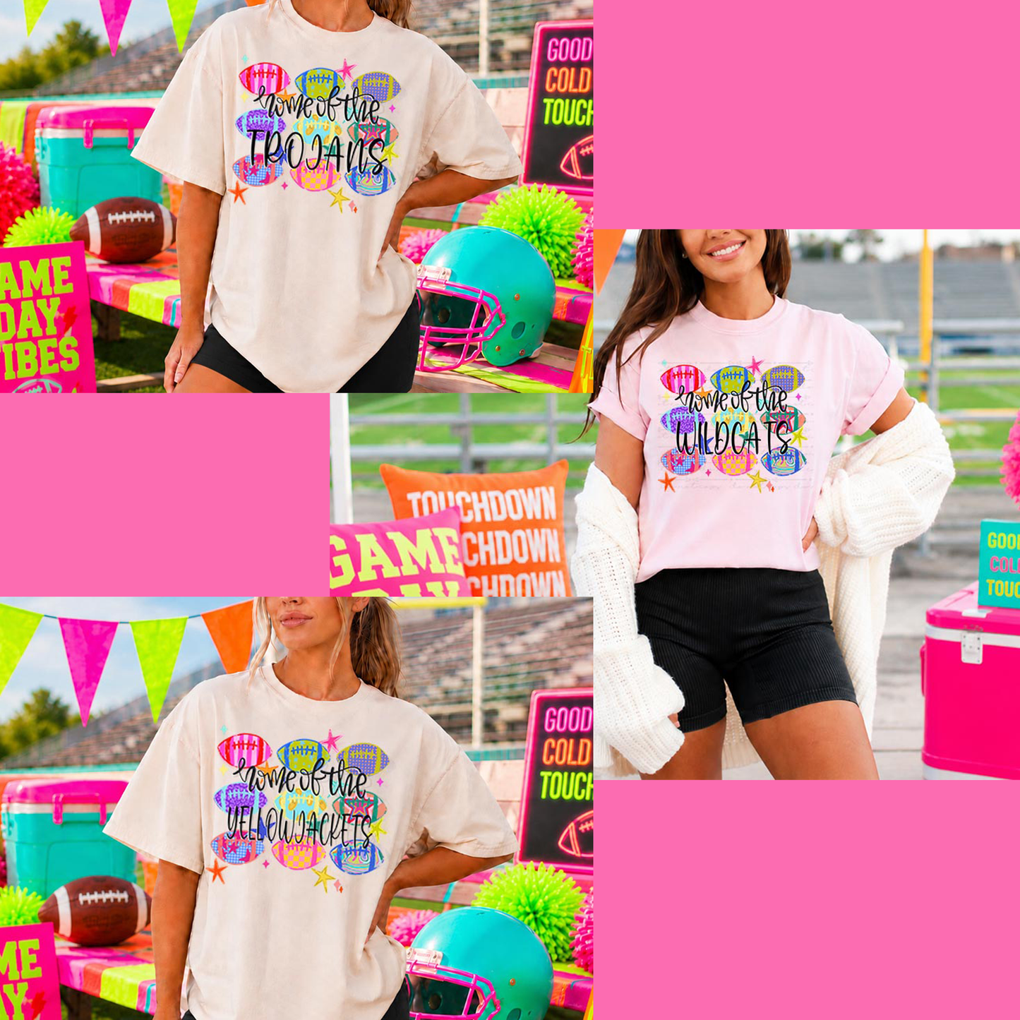 Neon Home of the Mascot Football T-Shirt