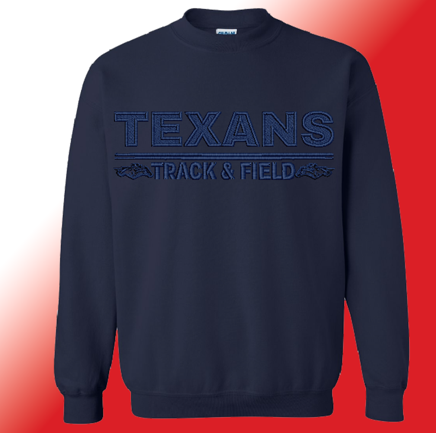 Texans Track & Field Embroidered Crewneck Sweatshirt