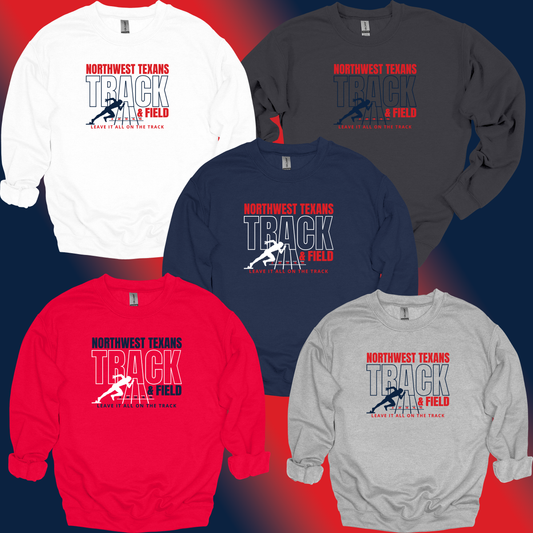 Leave It All on the Track Crewneck | Northwest Texans Track & Field