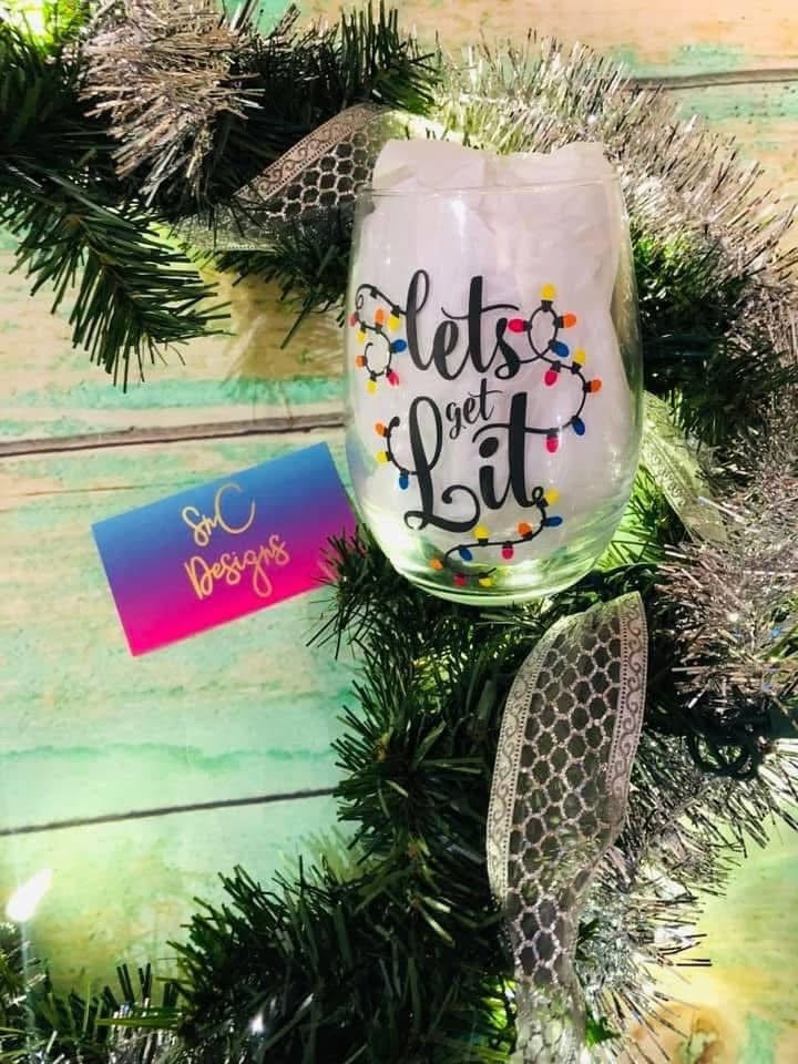 Let’s Get Lit Wine Glass