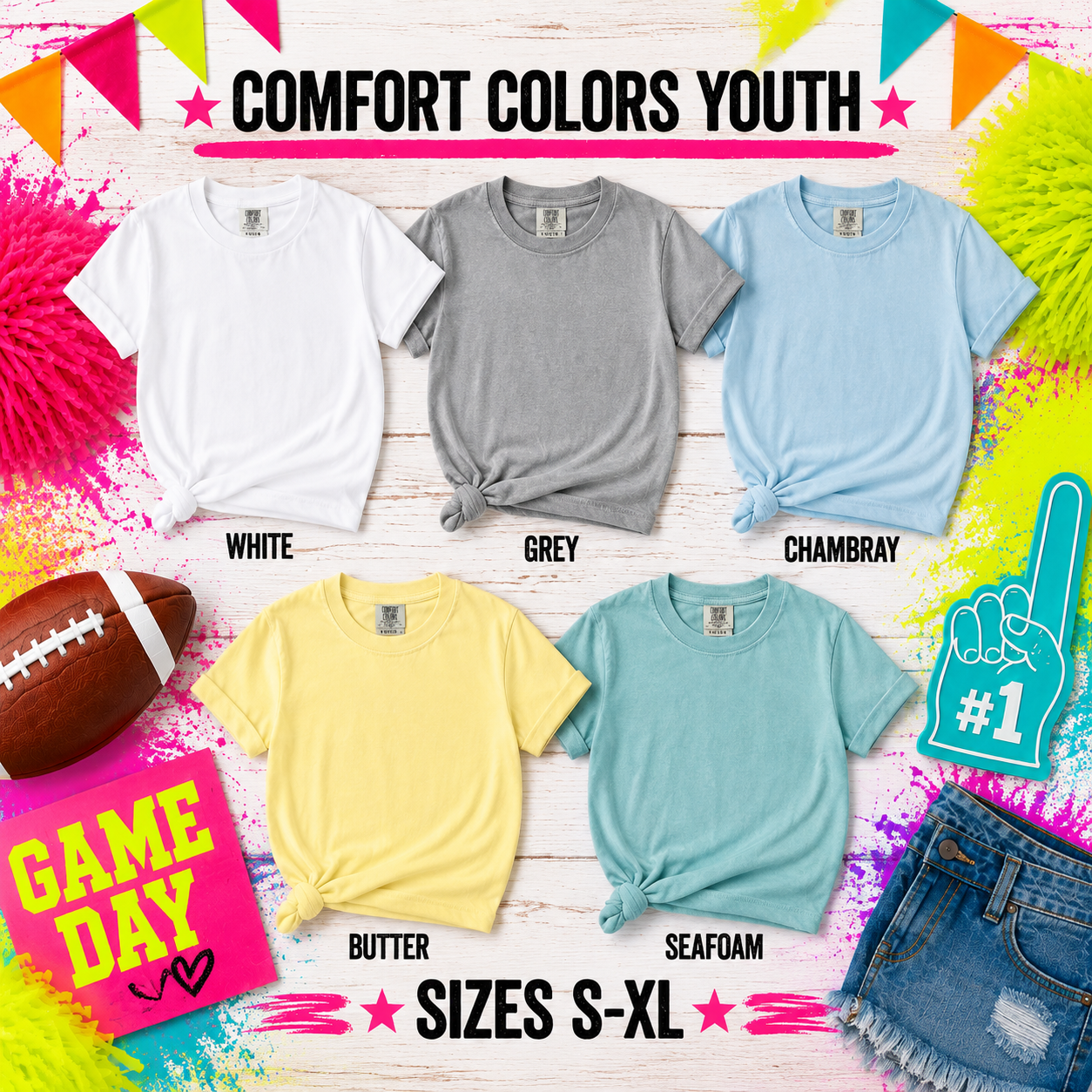 Neon Home of the Mascot Football T-Shirt