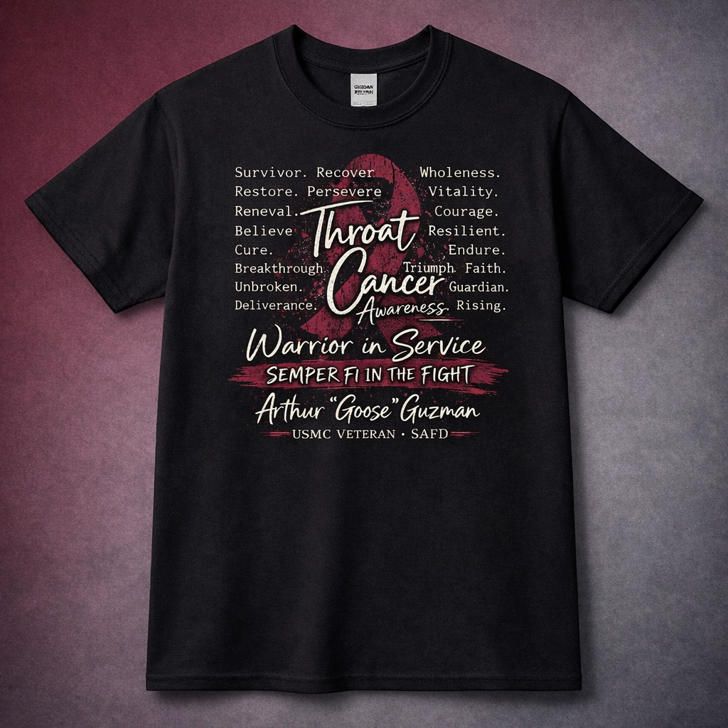 Guzman Fundraiser:  Throat Cancer Awareness Tee – Warrior in Service