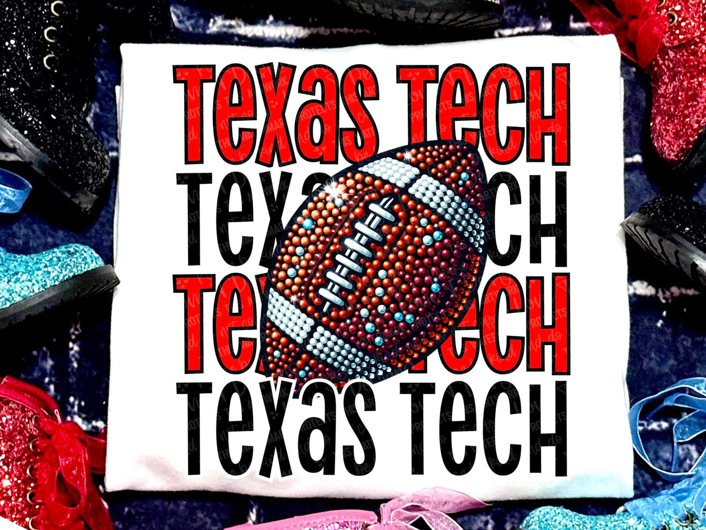 Texas Tech Football Faux Sequin Stacked Apparel