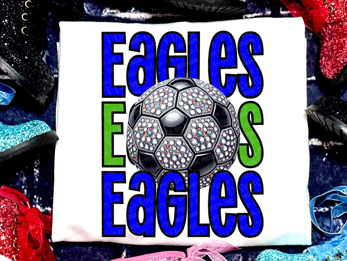 Eagles Soccer Faux Sequin Stacked Apparel