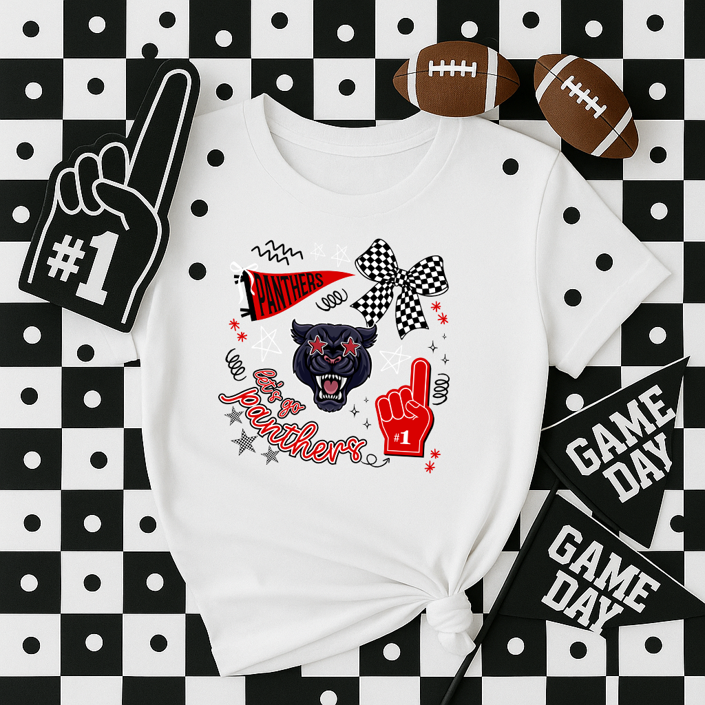 Let's Go Panthers Preppy Collage T-Shirt