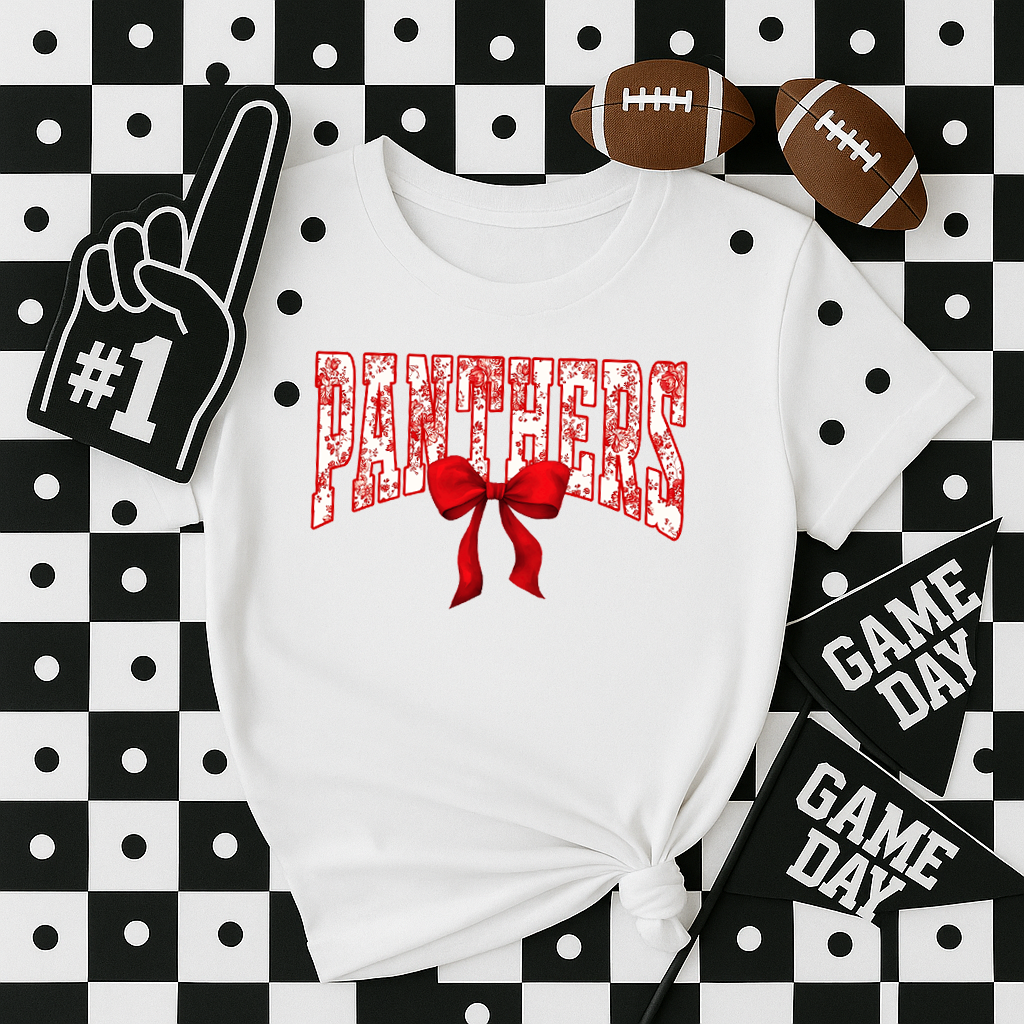 Panthers Floral Bow T-Shirt