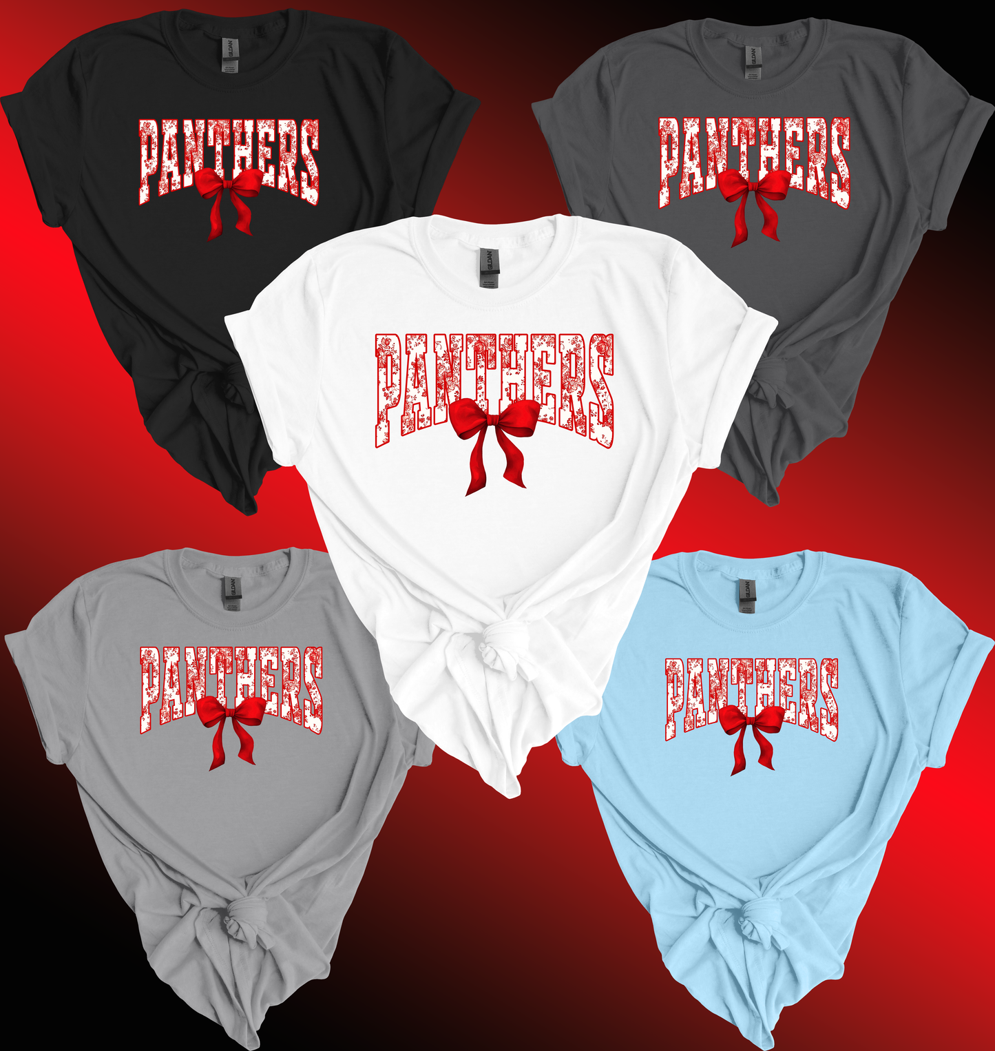 Panthers Floral Bow T-Shirt