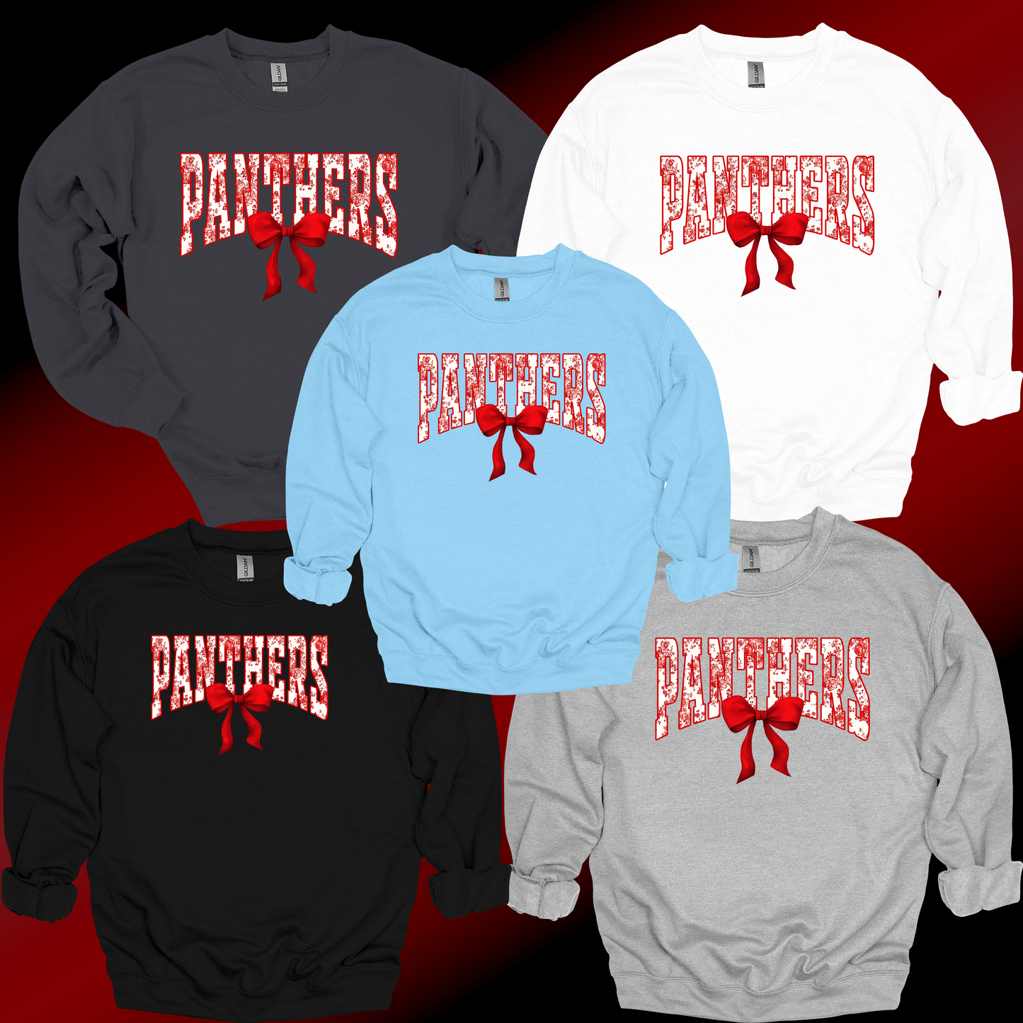 Panthers Floral Bow Crewneck Sweatshirt