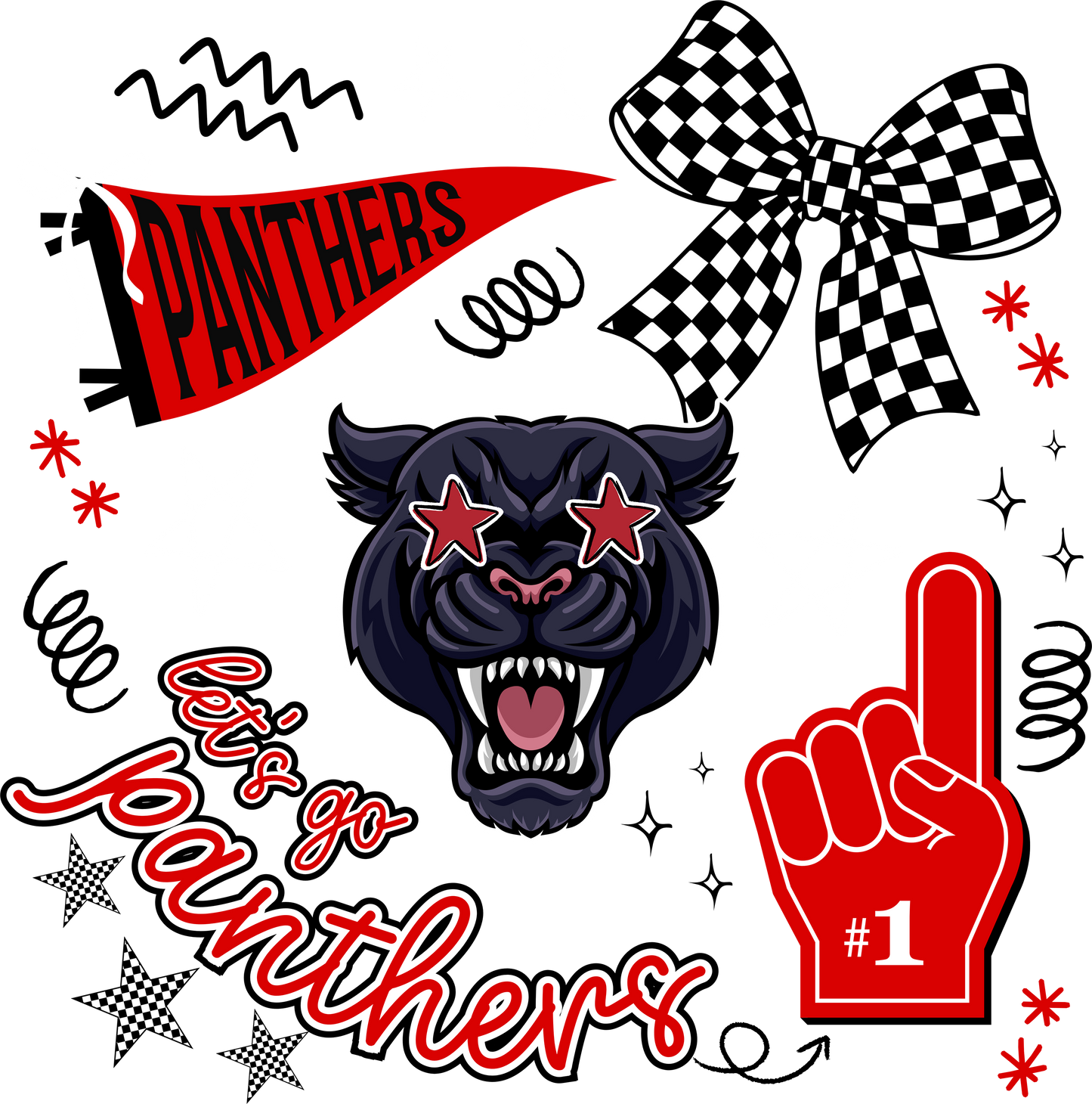 Let's Go Panthers Preppy Collage T-Shirt