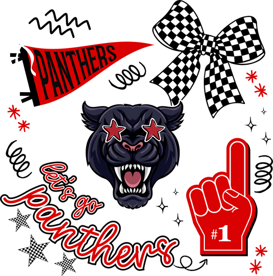 Let's Go Panthers Preppy Collage T-Shirt