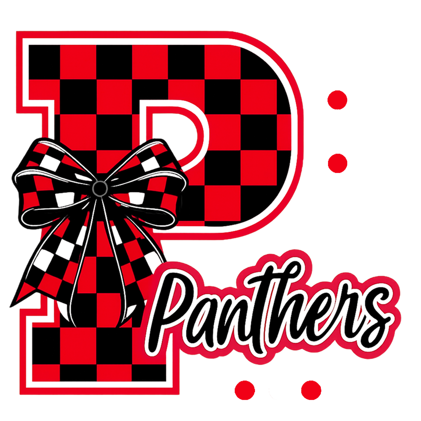 Panthers Checkered Letter/Bow T-Shirt