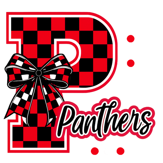 Panthers Checkered Letter/Bow T-Shirt