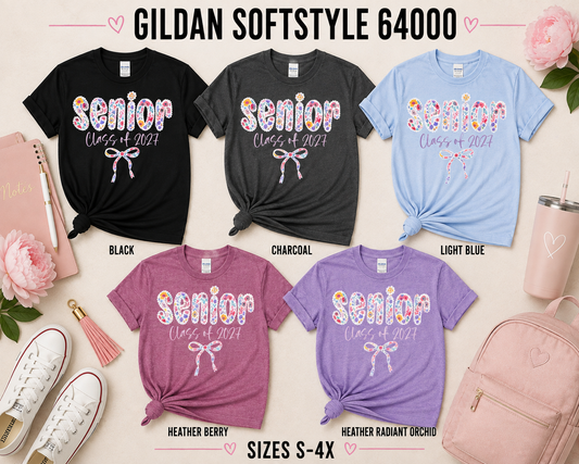 Senior 2027 | Floral Patchwork Senior Bow Tee