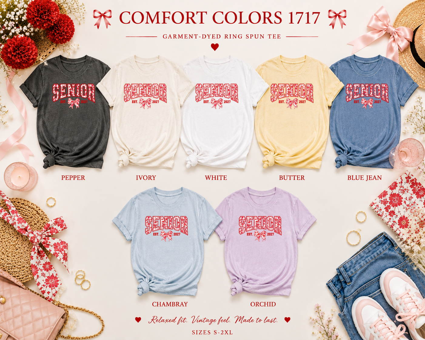 Senior 2027 | Floral Bow T-Shirt