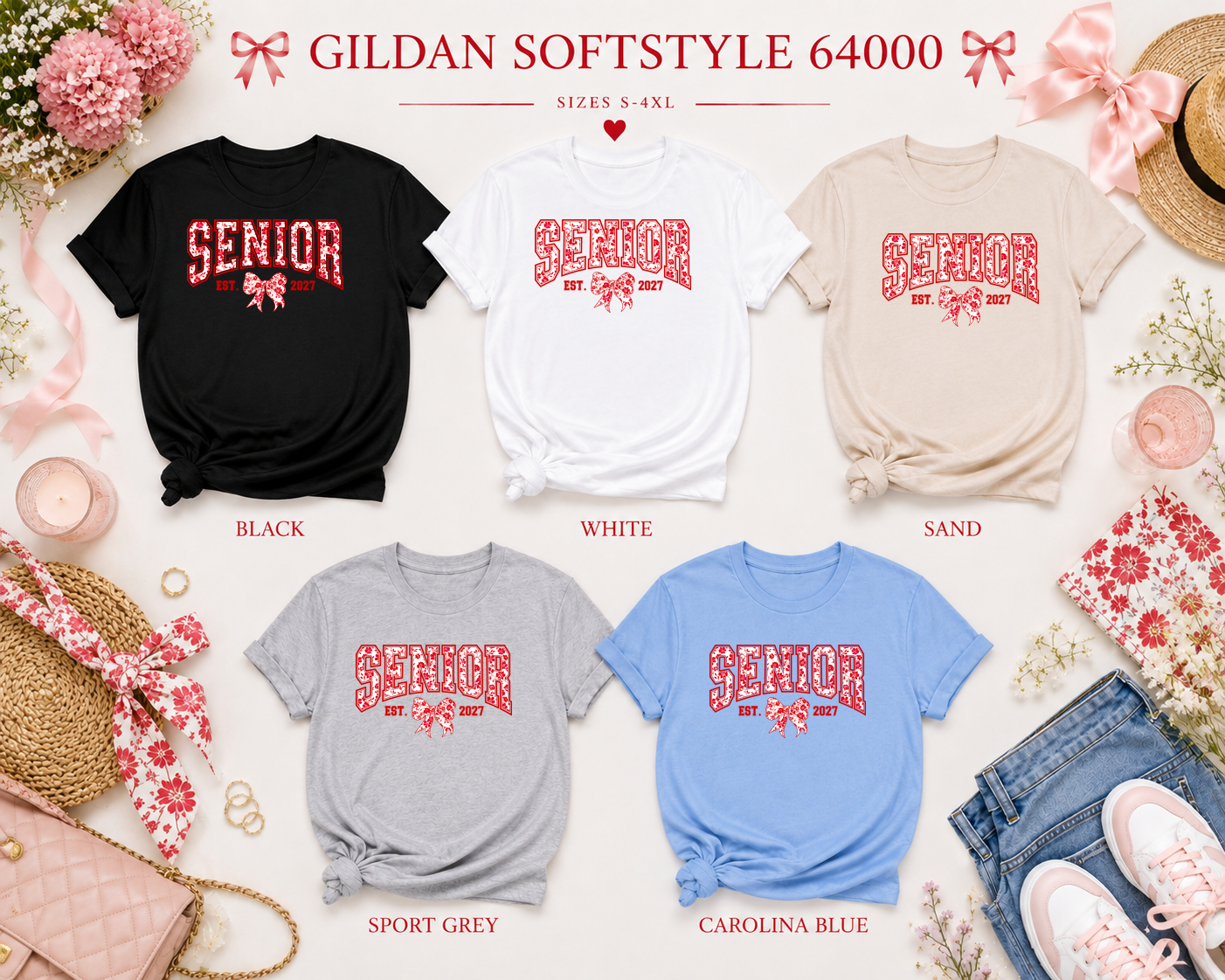 Senior 2027 | Floral Bow T-Shirt