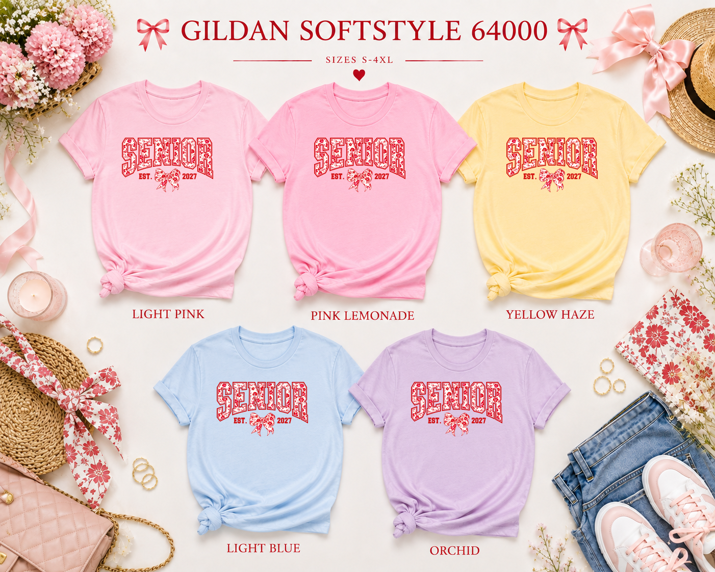 Senior 2027 | Floral Bow T-Shirt