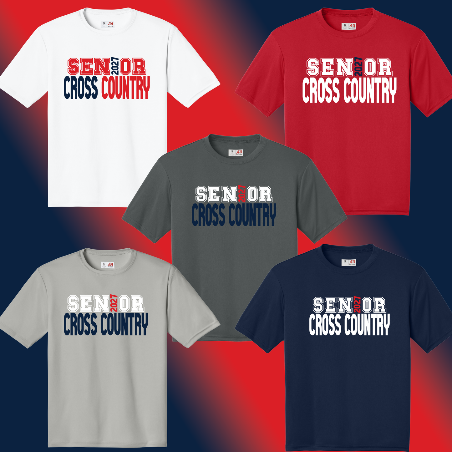 Senior 2027 Cross Country A4 Performance Tee – Classic Design