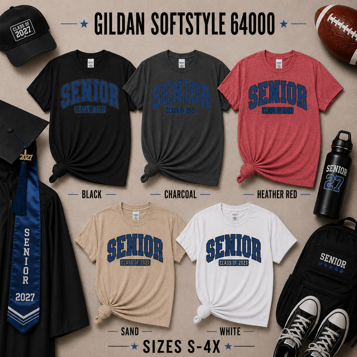 Senior 2027 | Distressed Varsity T-Shirt