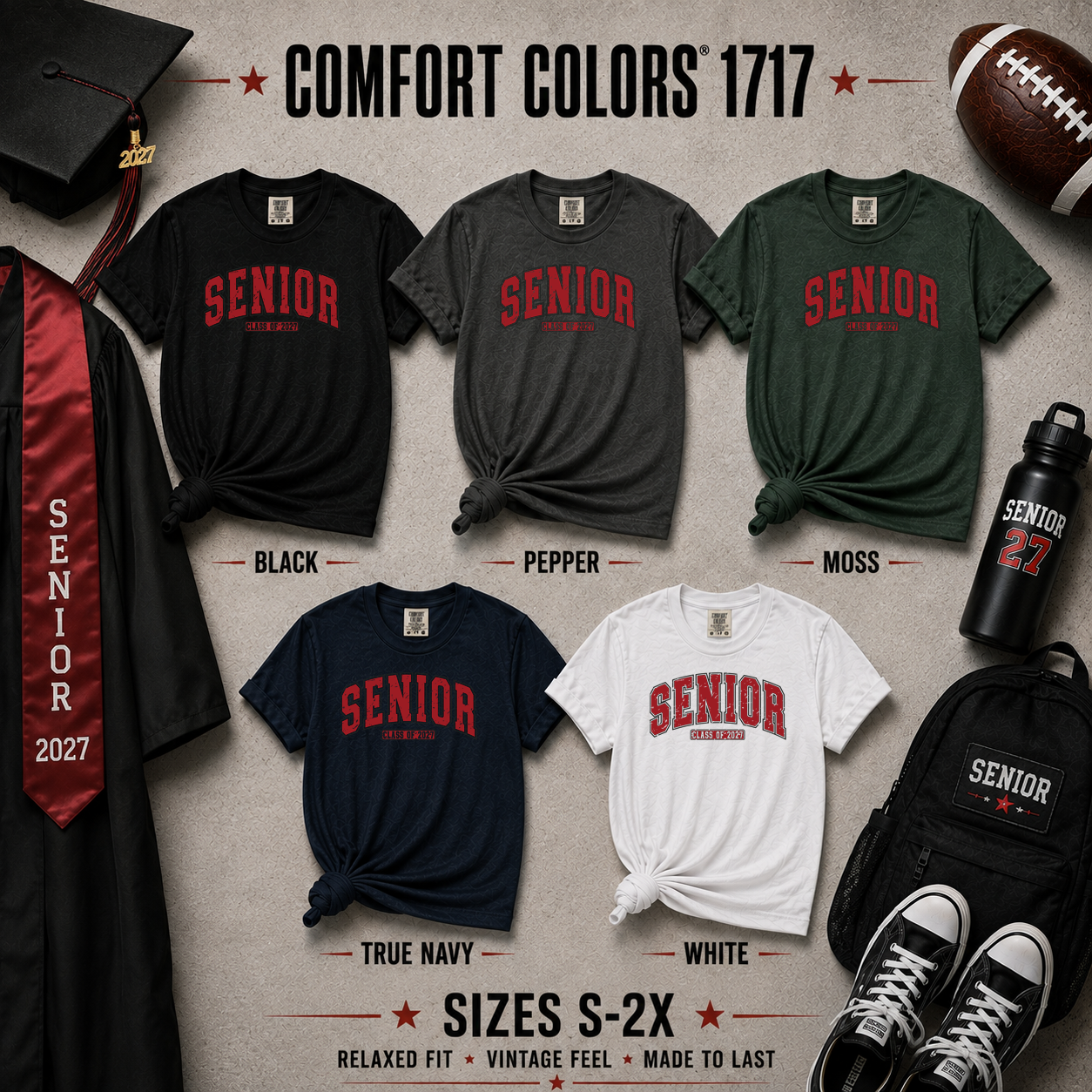 Senior 2027 | Distressed Varsity T-Shirt