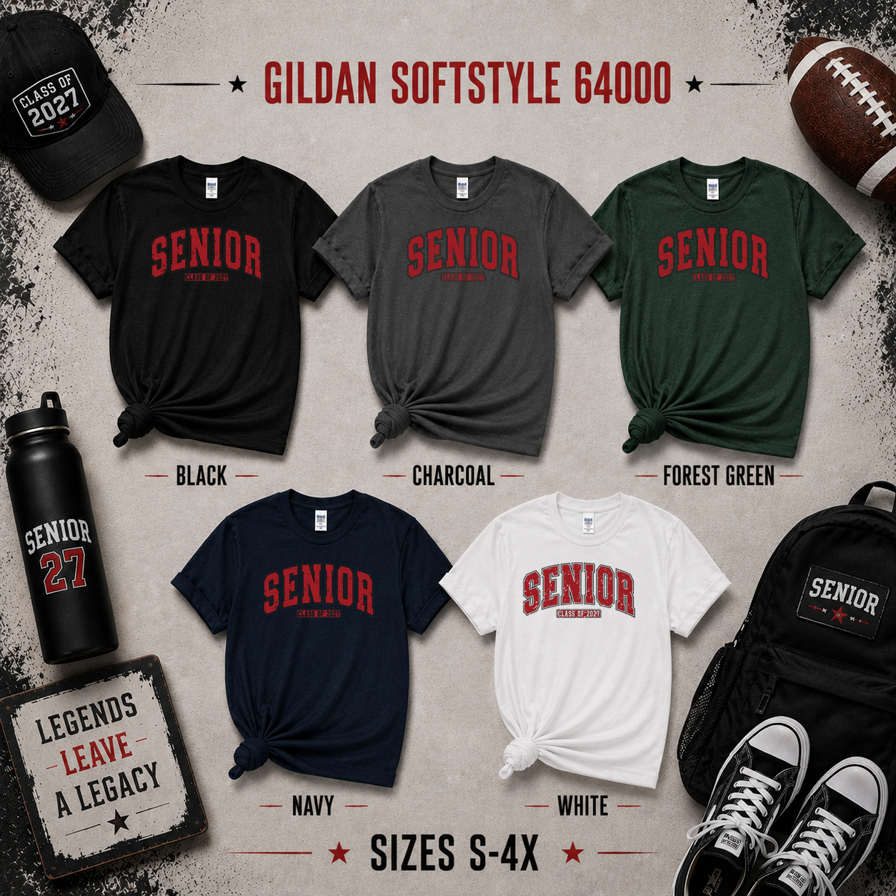 Senior 2027 | Distressed Varsity T-Shirt