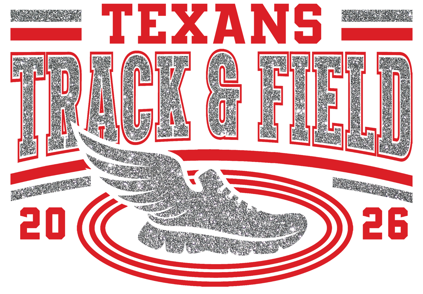 Texans Track & Field Personalized Faux Glitter T-Shirt