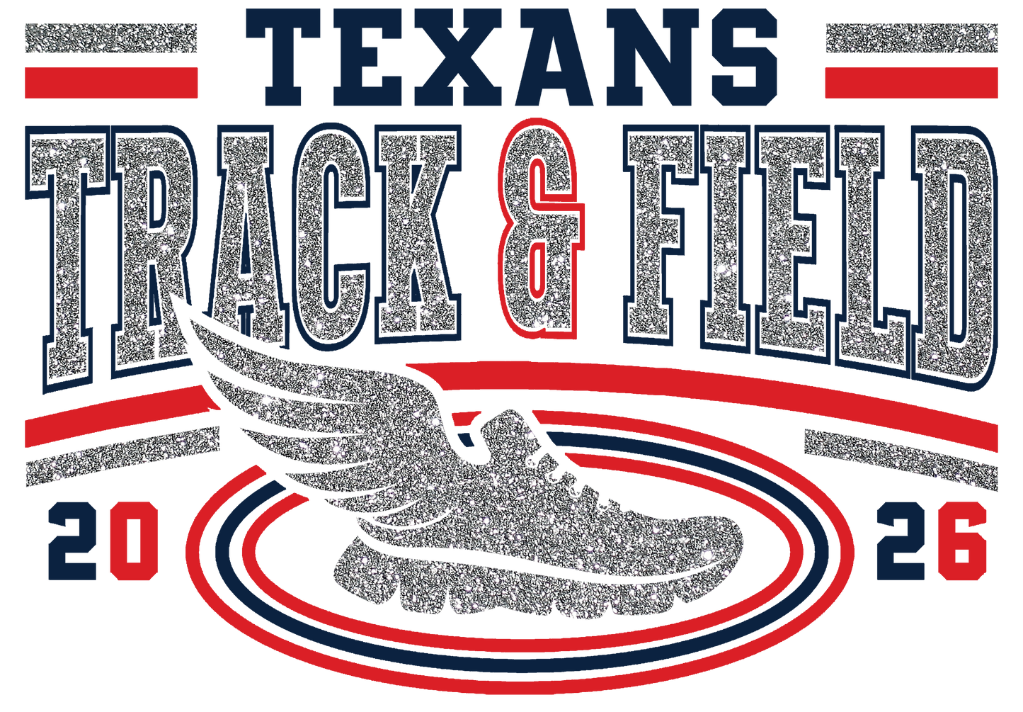 Texans Track & Field Personalized Faux Glitter T-Shirt