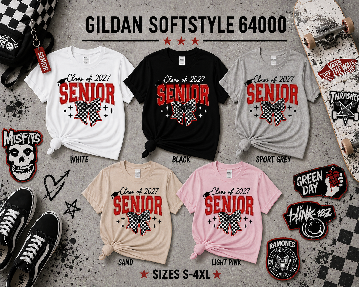 Senior 2027 | Skater Bow T-Shirt