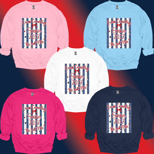 Preppy Stripes The Last Mile XC Senior 2027 Crewneck
