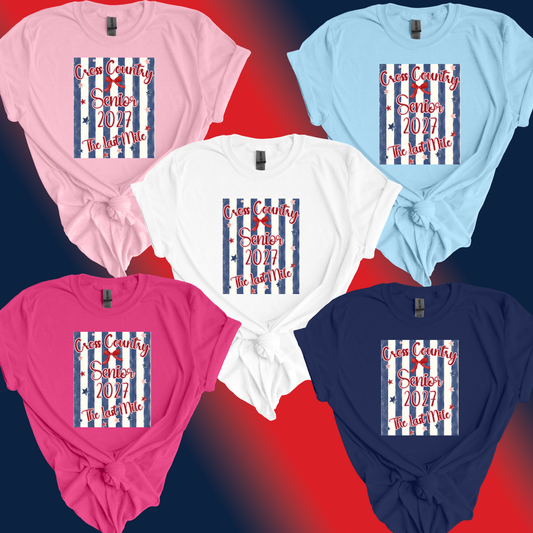Preppy Stripes The Last Mile XC Senior 2027 T-Shirt