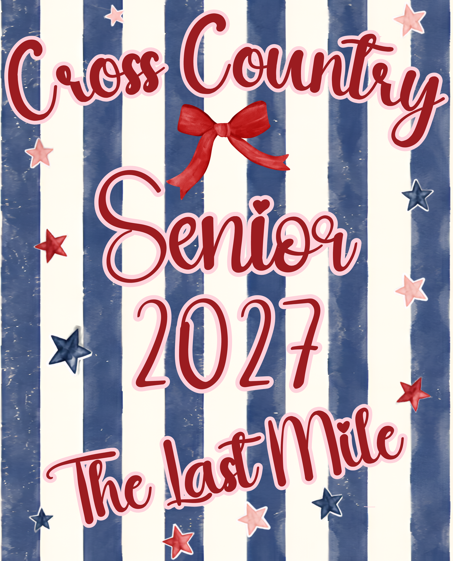 Preppy Stripes The Last Mile XC Senior 2027 T-Shirt