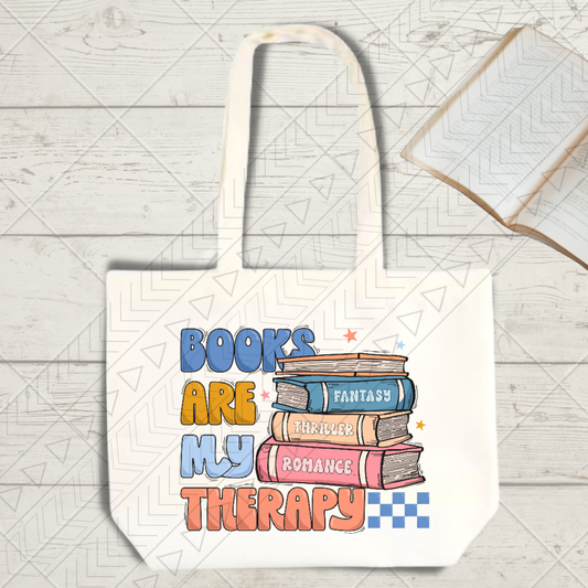Books Are My Therapy tote